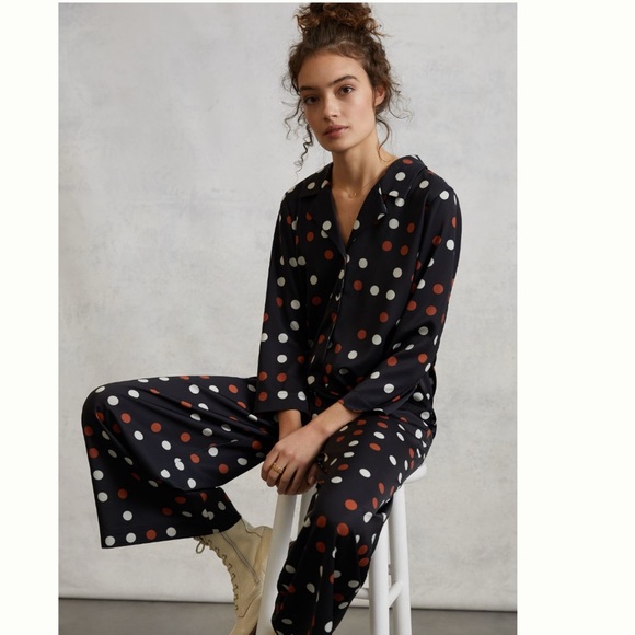 NWT Anthropologie Porridge Lacey LoveLand Silky Waistless Polka dot Jumpsuit S - Picture 4 of 16